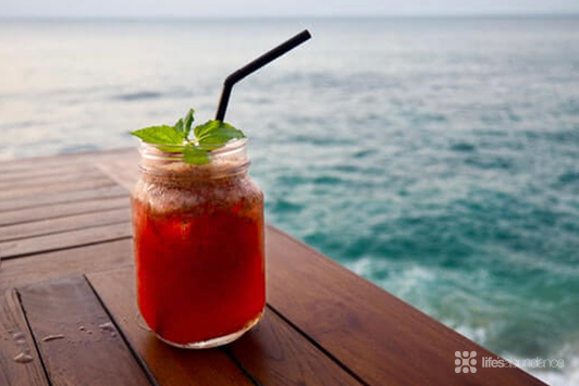 tropical drink on table